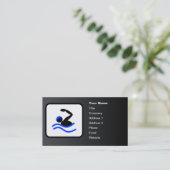 Carte De Visite Logo de nage personnalisable Noir (Debout devant)