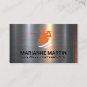 Carte De Visite Logo de navigation de golf | Metallique (Devant)