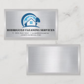 Carte De Visite Logo de nettoyage de la maison | Acier brossé (Devant / Derrière)