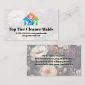 Carte De Visite Logo de nettoyage de la maison | Arrière - plan fl (Devant / Derrière)