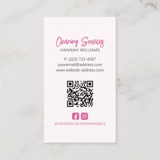 Carte De Visite Logo de nettoyage de la maison Code QR (Dos)