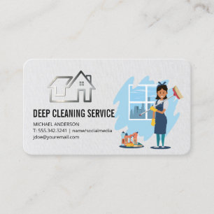 Carte De Visite Logo de nettoyage de maison Femme de ménage Fe