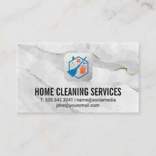 Carte De Visite Logo de nettoyage   Marbre d'or blanc