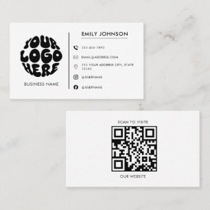 Carte De Visite Logo de nom personnalisé minimaliste moderne noir