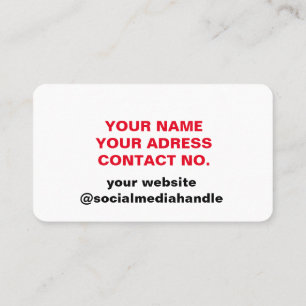 Carte De Visite logo de nom personnalisé simple blanc rouge bleu p