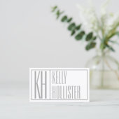 Carte De Visite Logo de noms et initiales gris moderne (Debout devant)