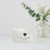 Carte De Visite Logo de pain holographique blanc Opal de boulanger (Debout devant)