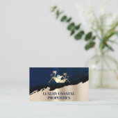 Carte De Visite Logo de palmier immobilier | Or bleu (Debout devant)