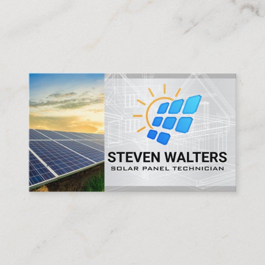 Carte De Visite Logo de panneau solaire | Énergie renouvelable (Devant)