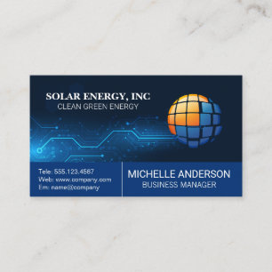 Carte De Visite Logo de panneau solaire moderne   Arrière-plan tec