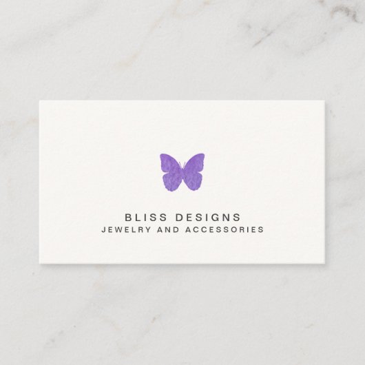 Carte De Visite Logo de papillon d'aquarelle violet simple (Devant)