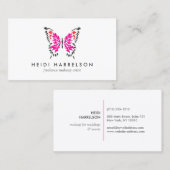 Carte De Visite Logo de papillon rose sur blanc (Devant / Derrière)