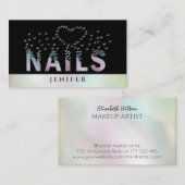 Carte De Visite Logo de papillons holographiques de luxe (Devant / Derrière)