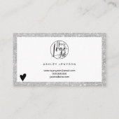 Carte De Visite Logo de parties scintillant argent moderne command (Dos)