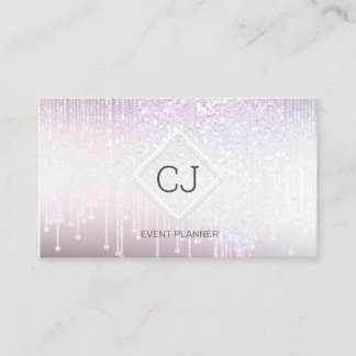 Carte De Visite Logo de Parties scintillant blanche classique mode