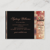 Carte De Visite Logo de Parties scintillant brillant noir et Rose  (Dos)