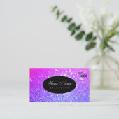 Carte De Visite Logo de Parties scintillant de luxe rose violet ra (Debout devant)
