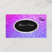 Carte De Visite Logo de Parties scintillant de luxe rose violet ra (Devant)