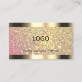 Carte De Visite Logo de Parties scintillant Elegance Pink Gold Pho (Devant)