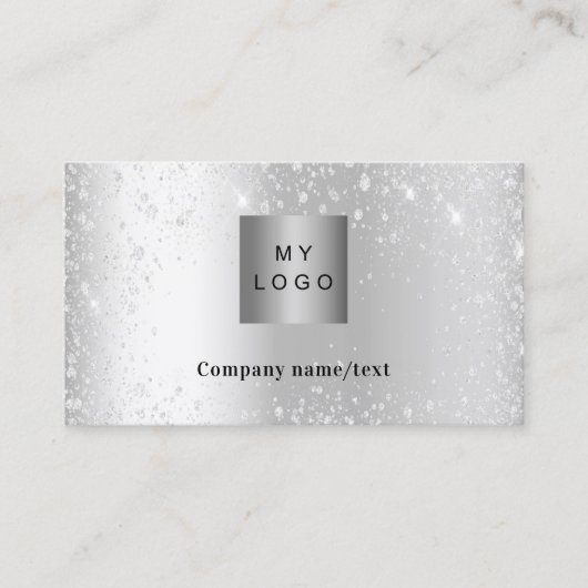 Carte De Visite Logo de parties scintillant en argent Code QR (Devant)