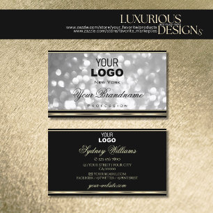 Carte De Visite Logo de Parties scintillant en argent de luxe Bord