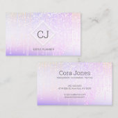 Carte De Visite Logo de Parties scintillant holographique moderne  (Devant / Derrière)