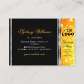 Carte De Visite Logo de Parties scintillant moderne noir et orange (Dos)