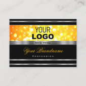 Carte De Visite Logo de Parties scintillant moderne noir et orange (Devant)