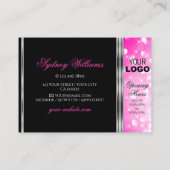 Carte De Visite Logo de Parties scintillant rose Fille Noire (Dos)