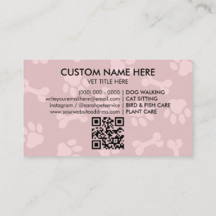 Carte De Visite Logo de patte dans le code qr de toiletteur pour a