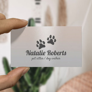 Carte De Visite Logo de pattes de chien assis pour animaux de comp