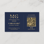 Carte De Visite Logo de paysagiste de luxe minimal code QR bleu fo (Dos)
