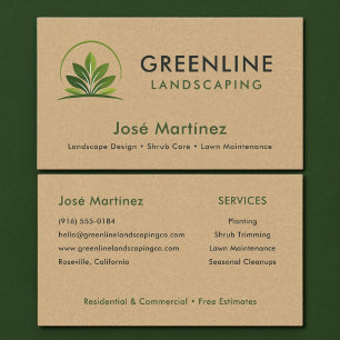Carte De Visite Logo de paysagiste en papier kraft