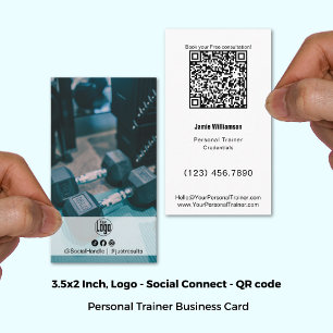 Carte De Visite Logo de photo Bold Energetic Personal Trainer
