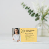Carte De Visite Logo de photo de code QR jaune professionnel (Debout devant)
