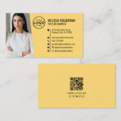 Carte De Visite Logo de photo de code QR jaune professionnel (Devant / Derrière)