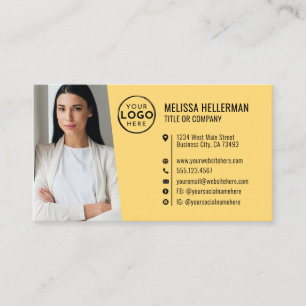 Carte De Visite Logo de photo de code QR jaune professionnel