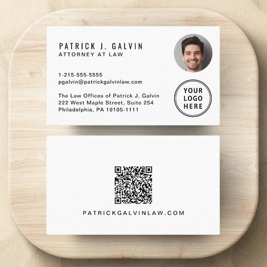 Carte De Visite Logo de photo de code QR professionnel
