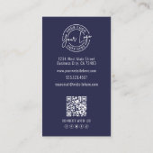 Carte De Visite Logo de photo de code QR professionnel bleu marine (Dos)