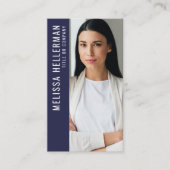 Carte De Visite Logo de photo de code QR professionnel bleu marine (Devant)