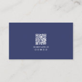Carte De Visite Logo de photo de code QR professionnel bleu marine (Dos)
