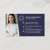 Carte De Visite Logo de photo de code QR professionnel bleu marine (Devant)