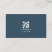 Carte De Visite Logo de photo de code QR professionnel bleu modern (Dos)