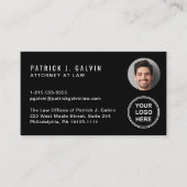 Carte De Visite Logo de photo de code QR professionnel noir (Devant)