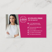 Carte De Visite Logo de photo de code QR professionnel rose modern (Devant)