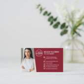 Carte De Visite Logo de photo de code QR professionnel rouge moder (Debout devant)