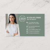 Carte De Visite Logo de photo de code QR professionnel vert modern (Devant)