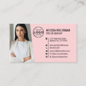 Carte De Visite Logo de photo de code QR rose féminin (Devant)