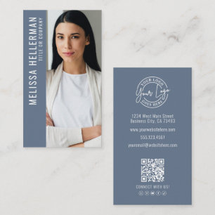 Carte De Visite Logo de photo professionnel bleu poussiéreux