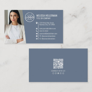 Carte De Visite Logo de photo professionnel bleu poussiéreux